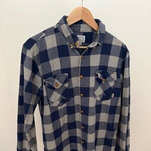 Almond Surfboards and Designs Flannel, Blue and Gray Plaid, Medium